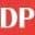Logo con letras D y P sobre fondo rojo