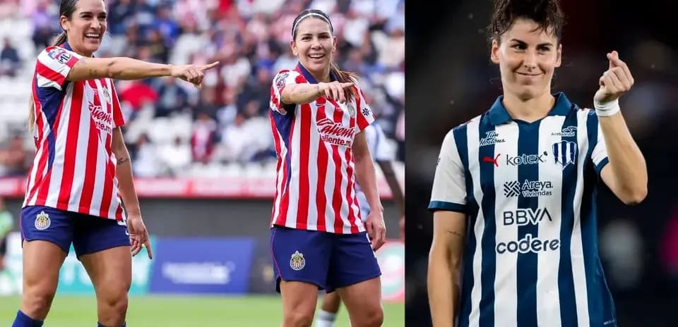 Jugadoras de Guadalajara y Monterrey durante el partido