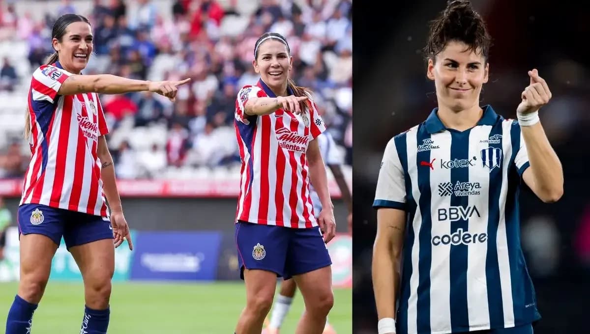 Jugadoras de Guadalajara y Monterrey durante el partido