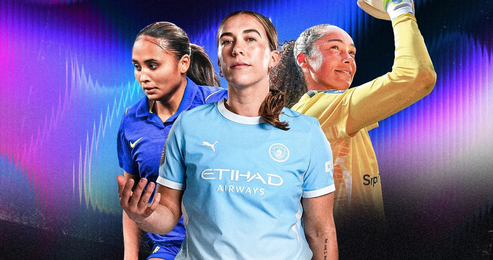 Jugadora de fútbol en camiseta de Manchester City