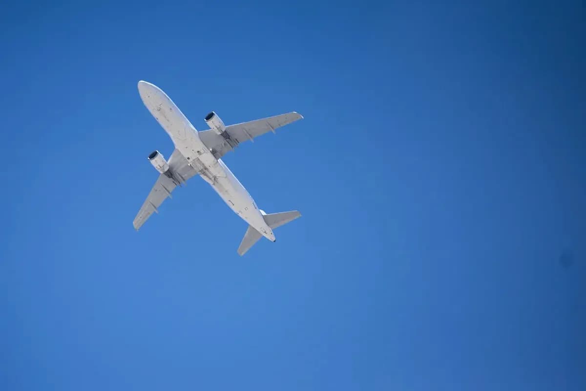 Avión volando en el cielo azul despejado