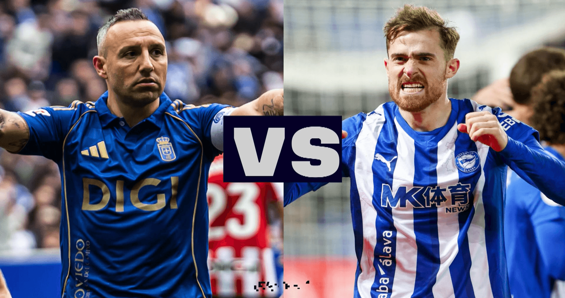 Jugadores de Oviedo y Alavés en el partido