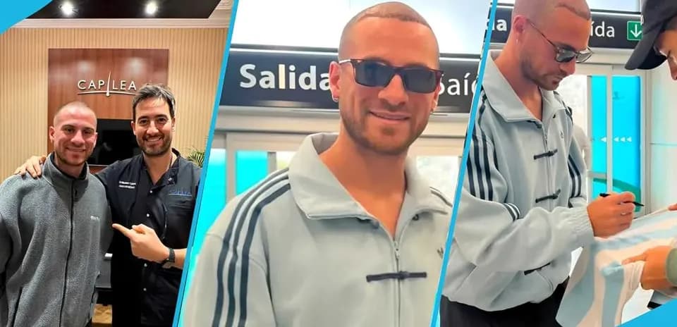 Hombre sonriendo con gafas en aeropuerto