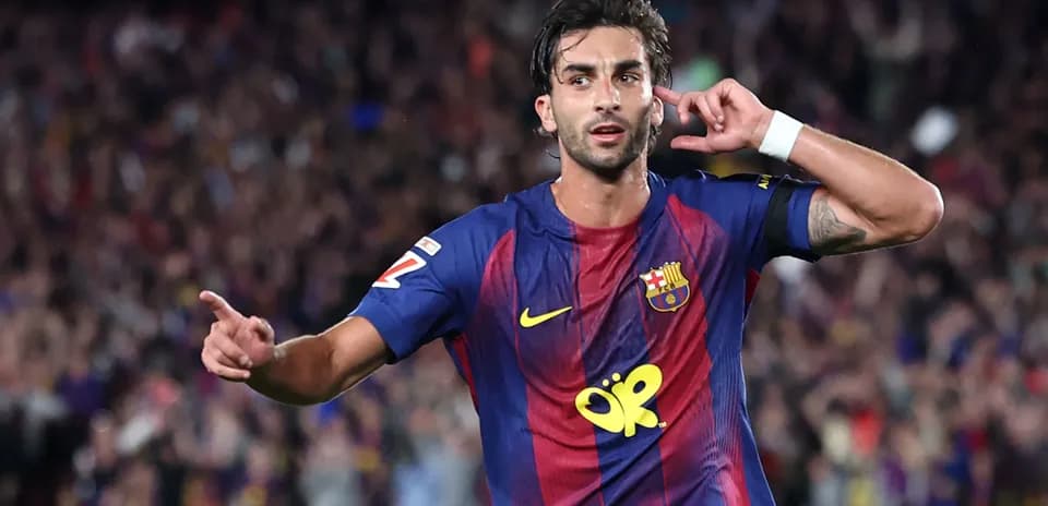 Jugador de Barcelona celebrando un gol en el estadio