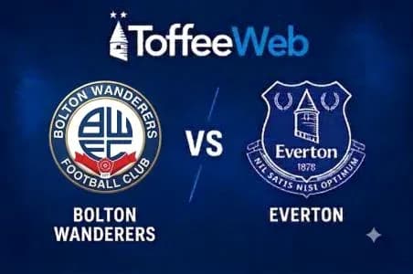 Logos de Bolton Wanderers y Everton en enfrentamiento