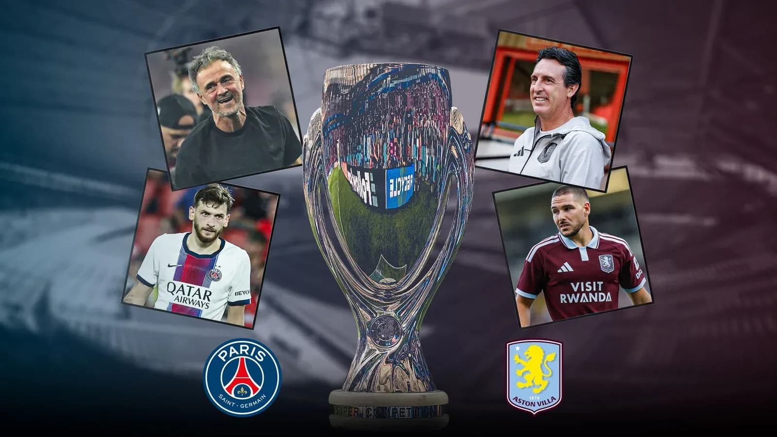 Entrenadores y jugadores junto al trofeo de competición