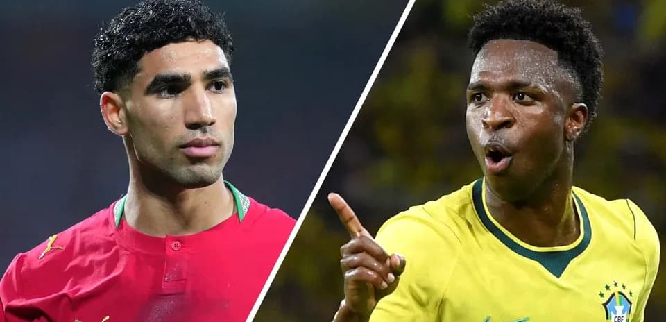 Achraf Hakimi y Vinícius Jr. en el partido