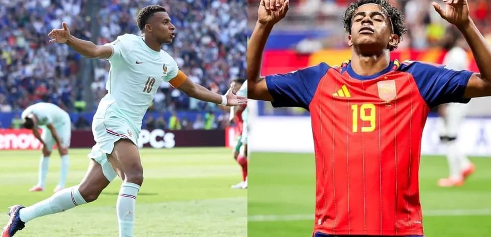Jugadores de Francia y España en la cancha