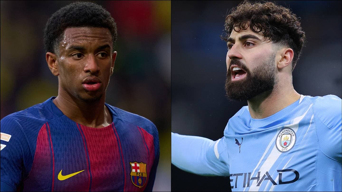 Jugadores de Barcelona y Manchester City en acción