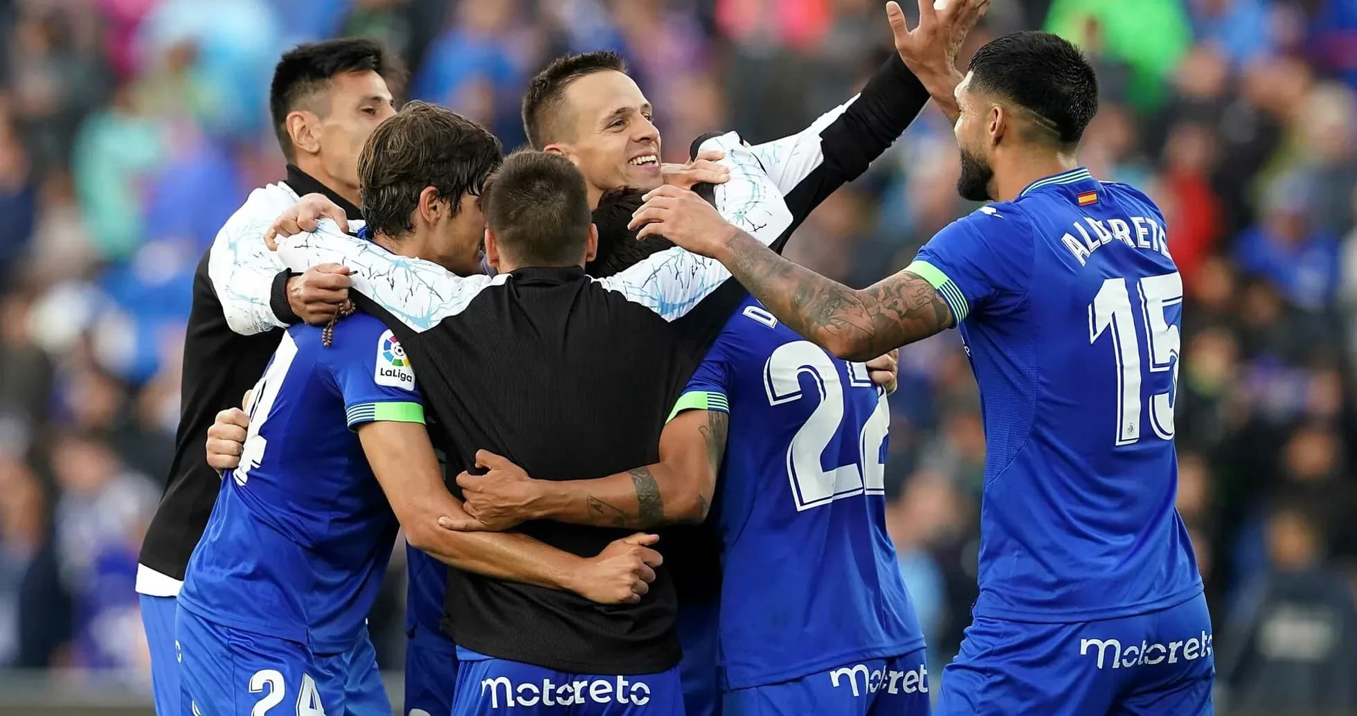 Celebración del equipo de Getafe en el partido