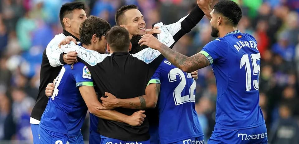 Celebración del equipo de Getafe en el partido