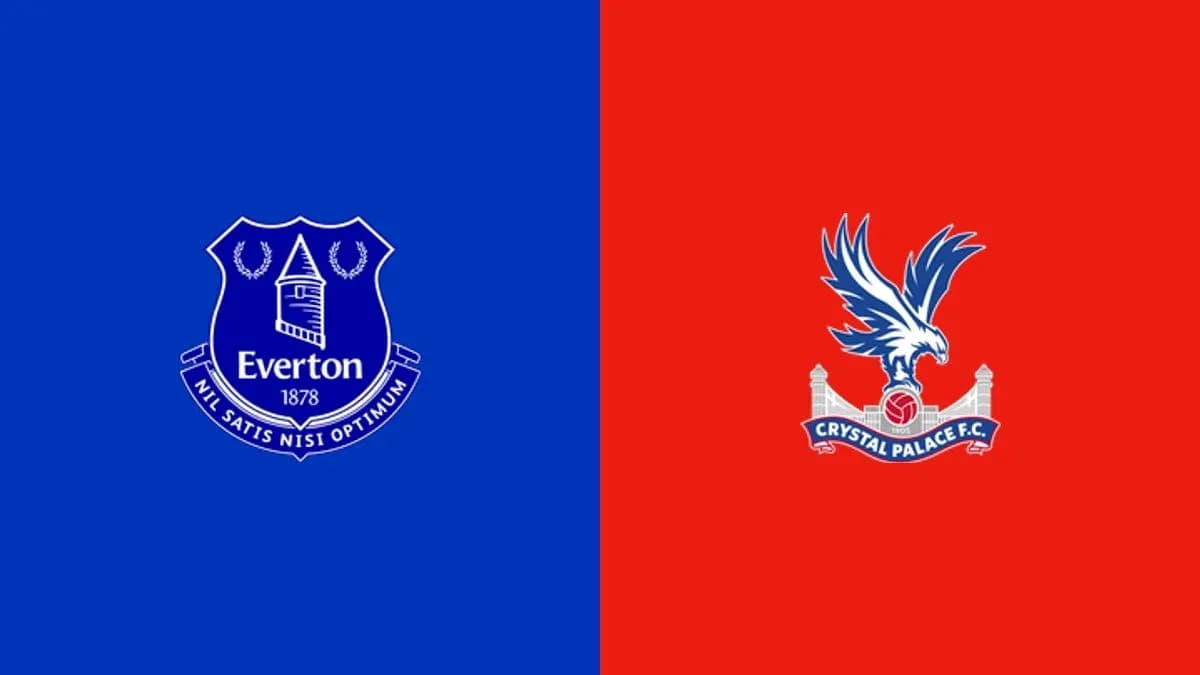 Logos de Everton y Crystal Palace en fondo colorido