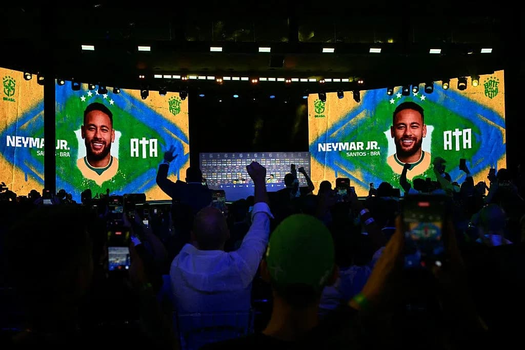 Presentación de Neymar Jr. con fondo de Brasil