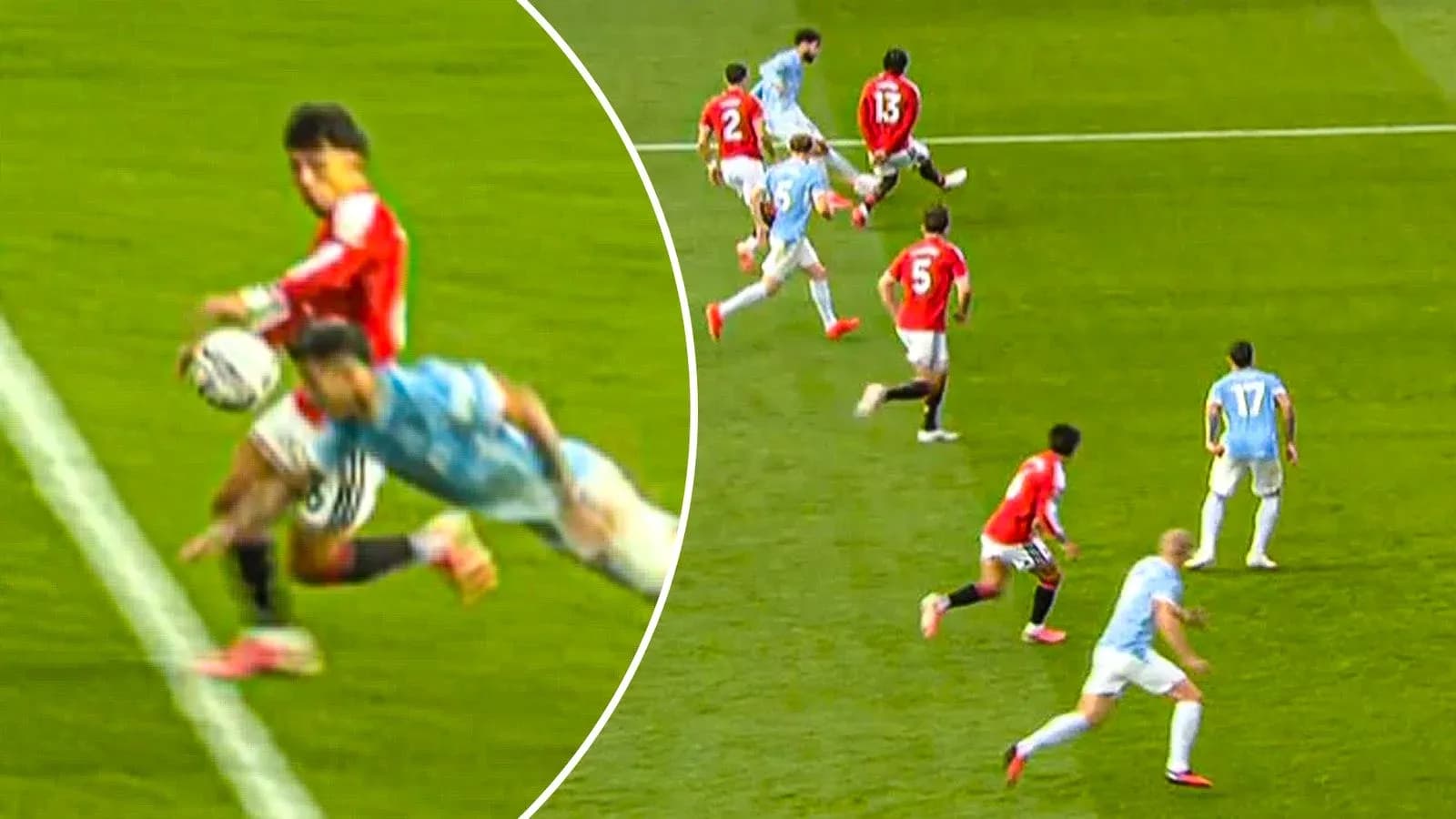 Jugador de Manchester United despejando el balón en el área