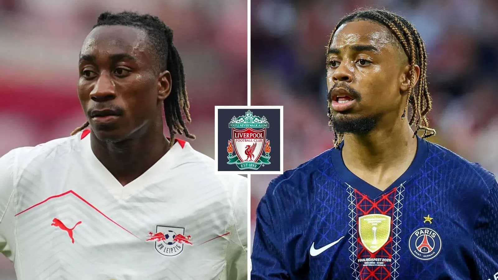 Dos jugadores de fútbol en camisetas de clubes diferentes