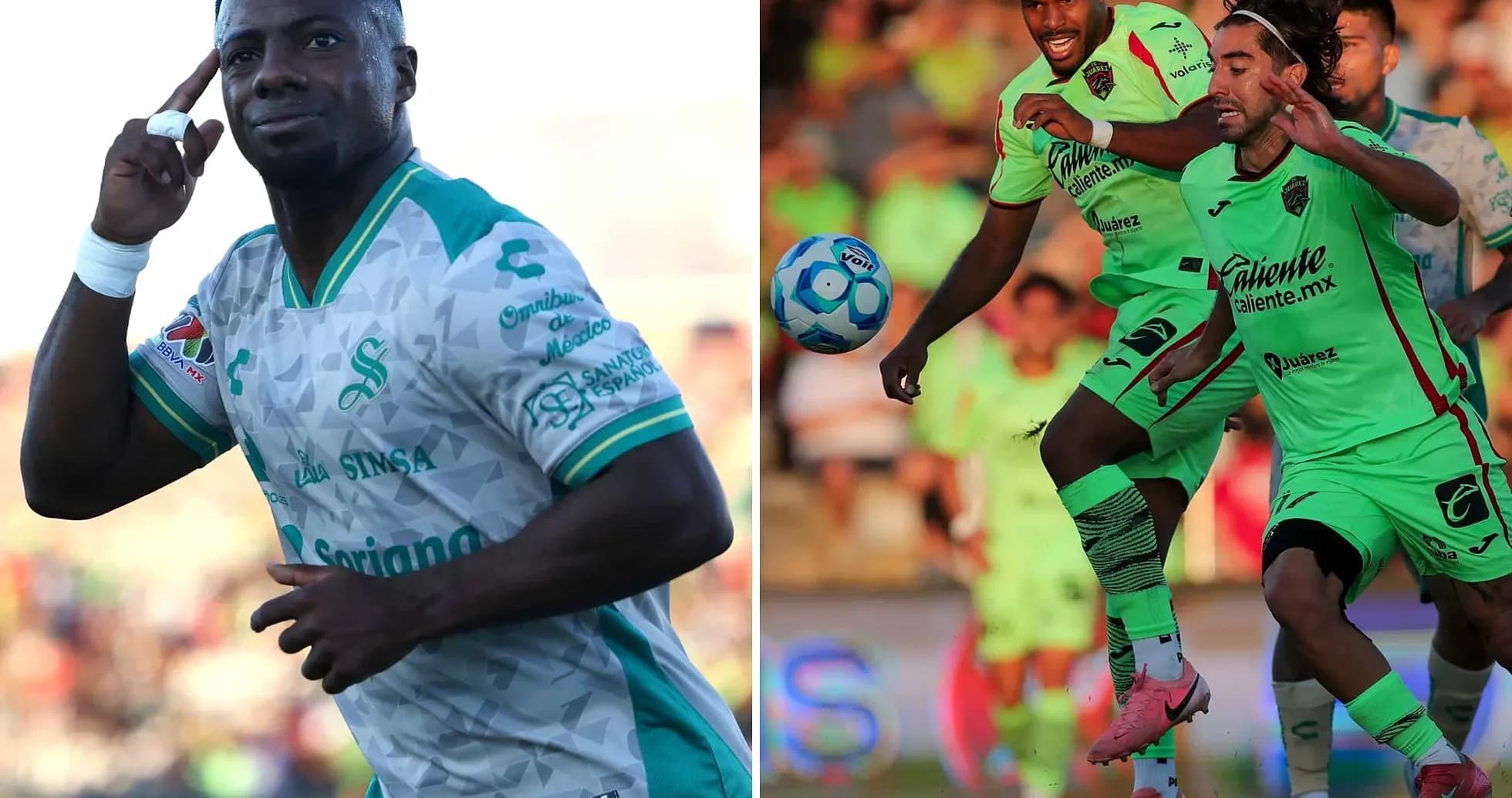 Jugadores de Santos Laguna y FC Juárez en acción