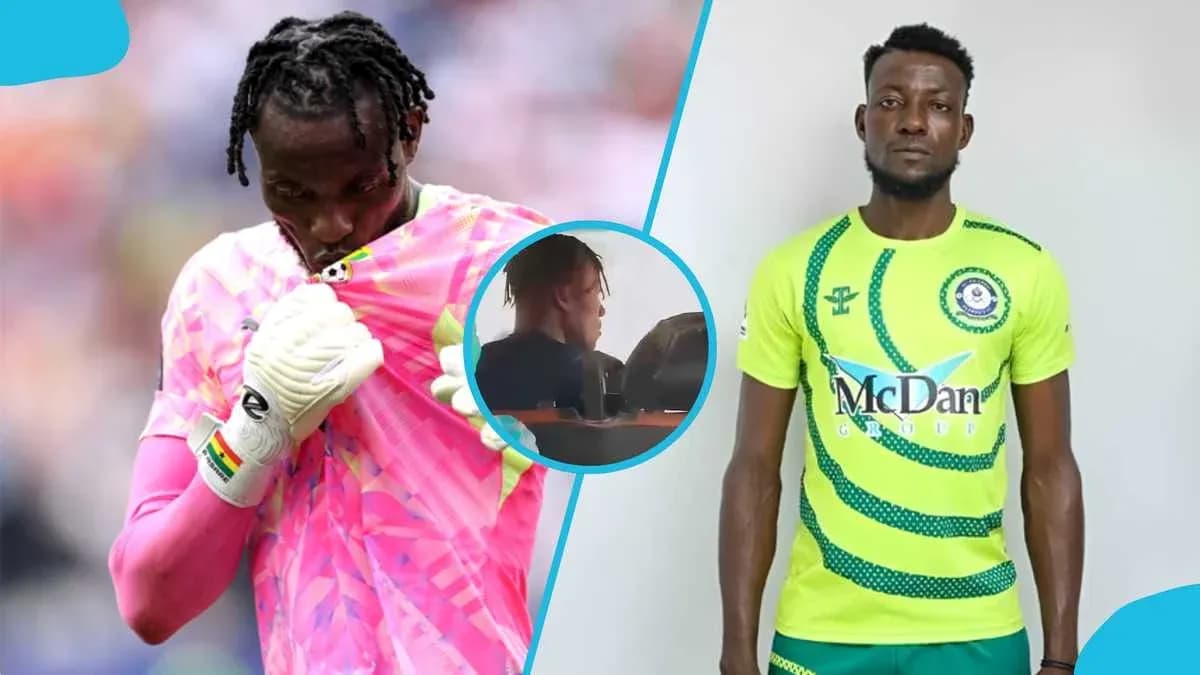 Portero en uniforme rosa y jugador en camiseta amarilla