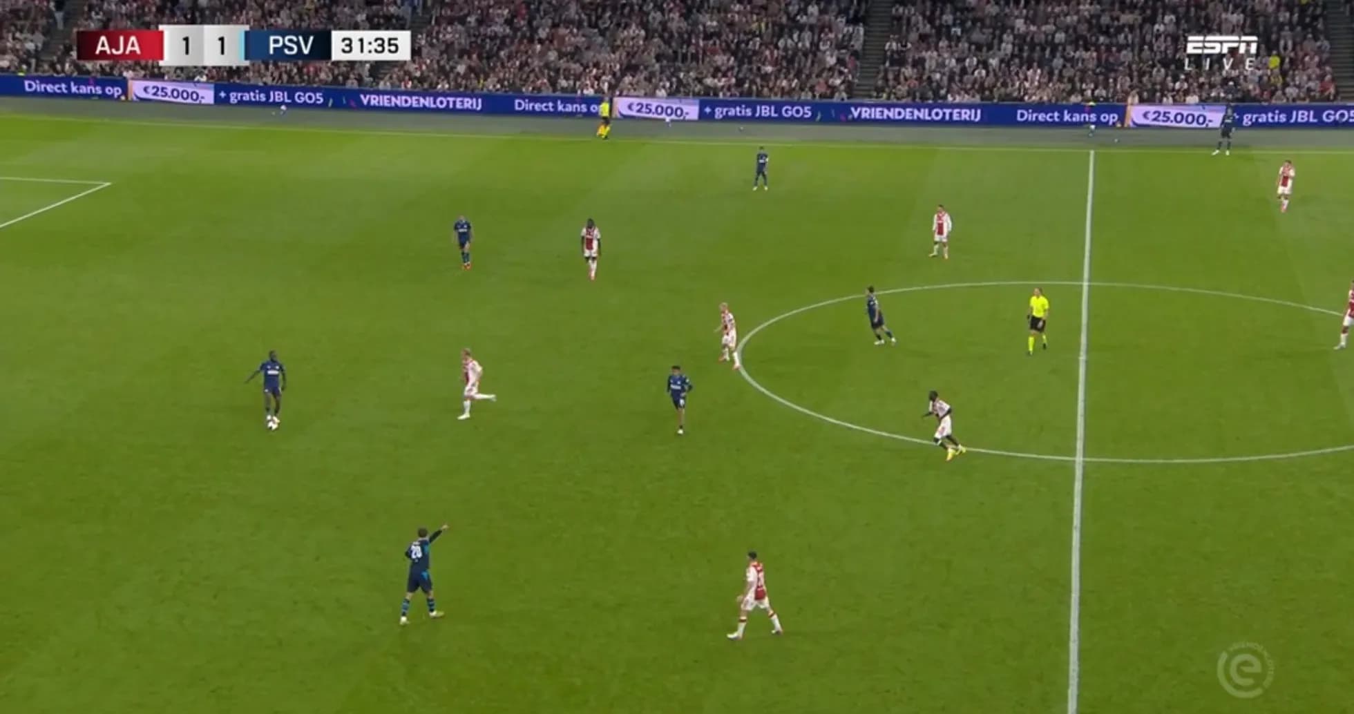 Partido entre Ajax y PSV en el campo