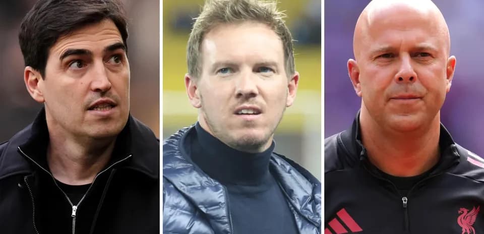 Tres entrenadores en diferentes poses durante partidos