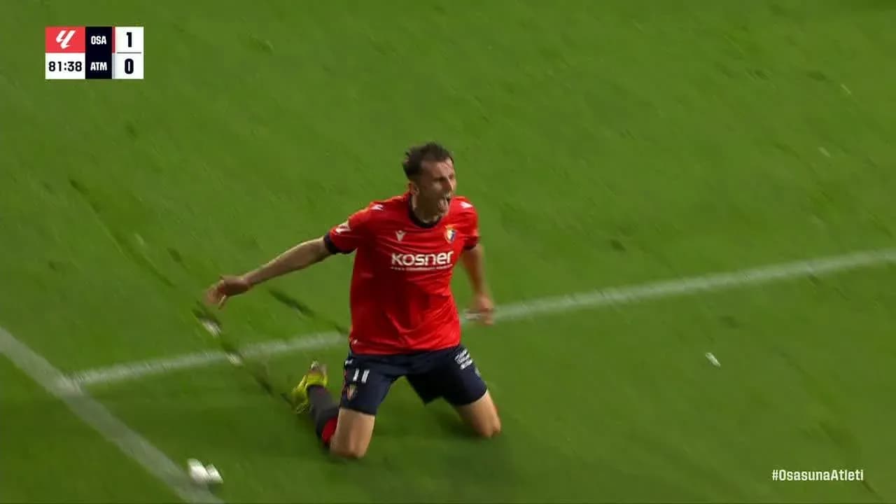 Jugador de Osasuna celebrando un gol