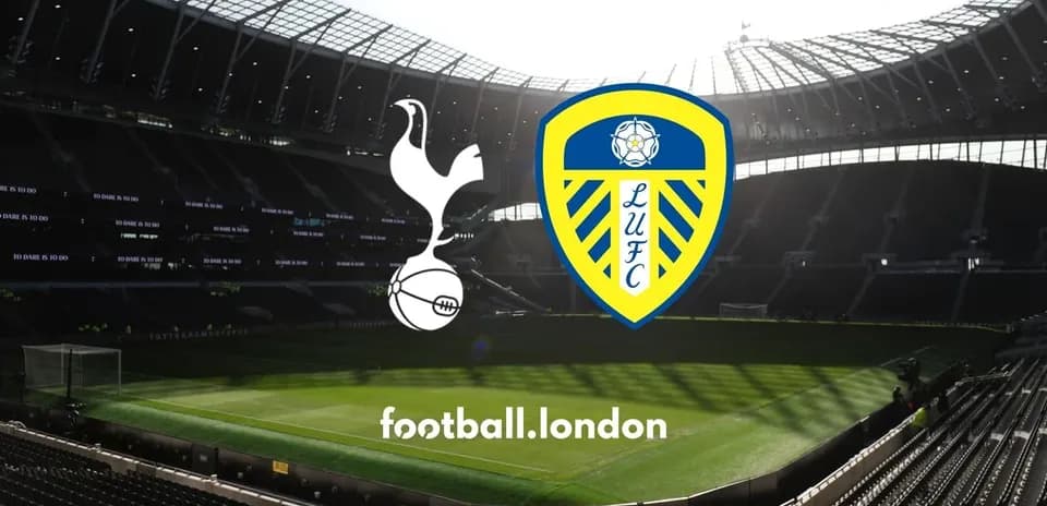 Estadio con logos de Tottenham y Leeds United