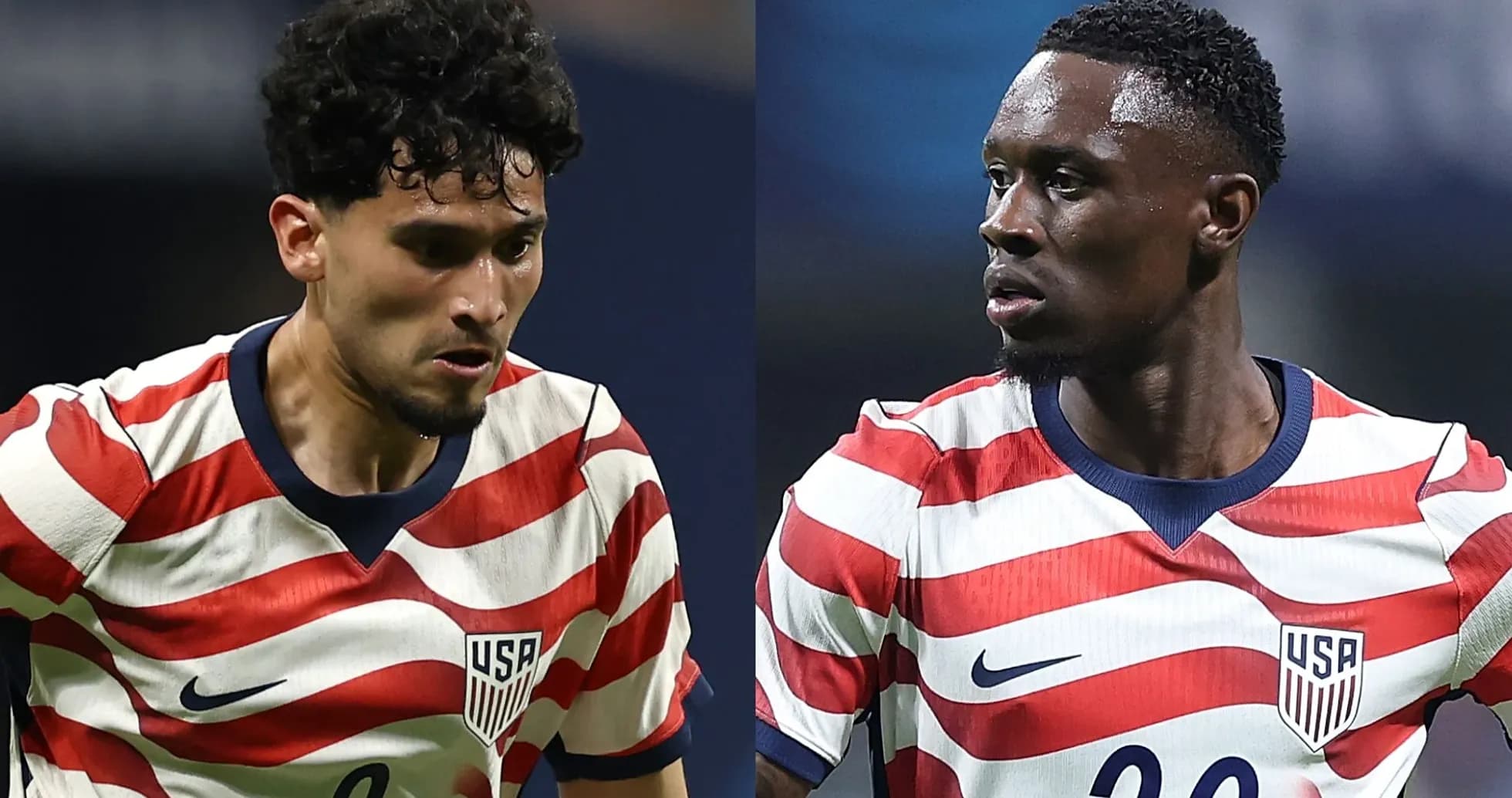 Dos jugadores de Estados Unidos en acción durante partido