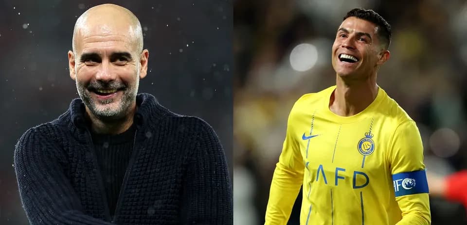 Pep Guardiola y Cristiano Ronaldo sonriendo en imagen