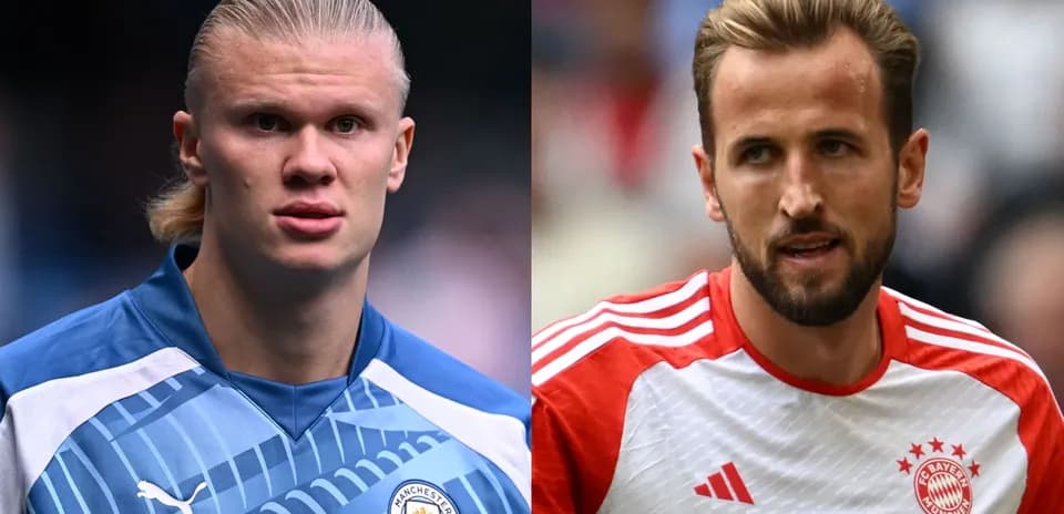 Erling Haaland y Harry Kane en sus camisetas de club