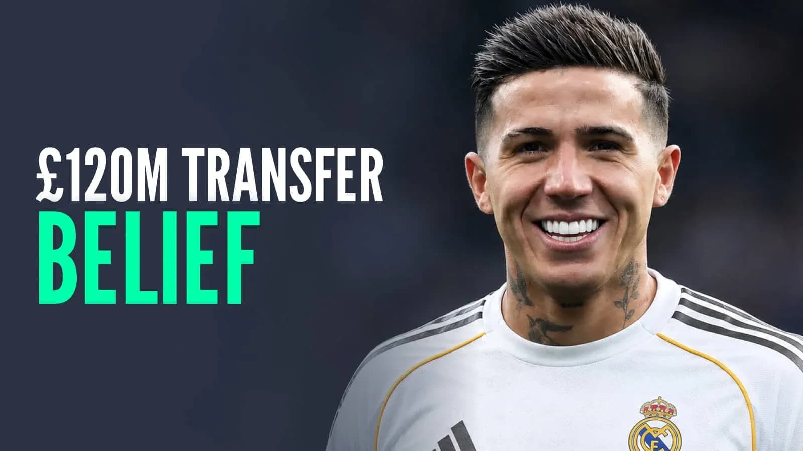 Jugador sonriendo con camiseta del Real Madrid