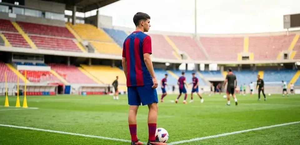 Jugador de fútbol en entrenamiento en el estadio