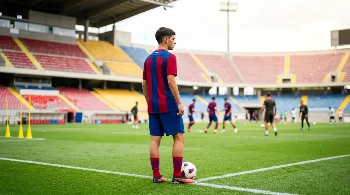 Jugador de fútbol en entrenamiento en el estadio