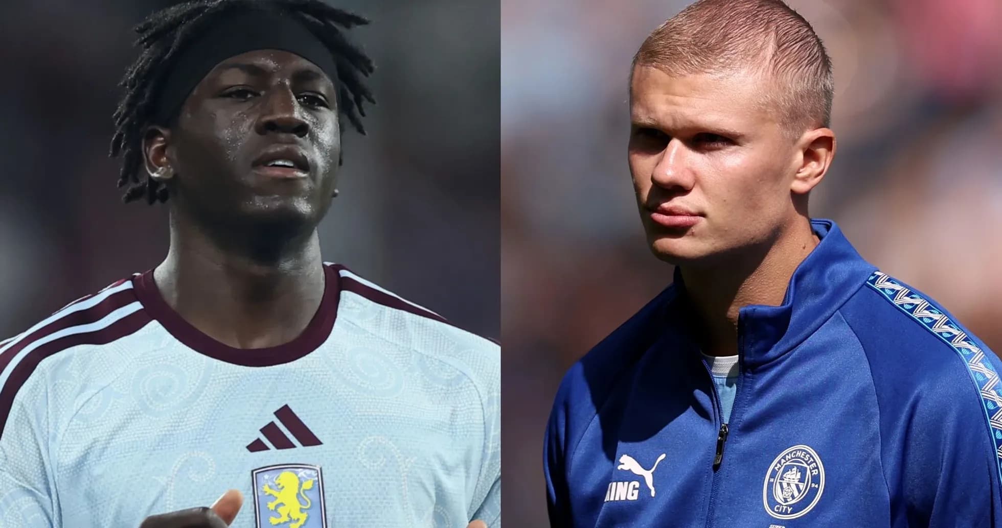 Jugadores de Aston Villa y Manchester City en el campo