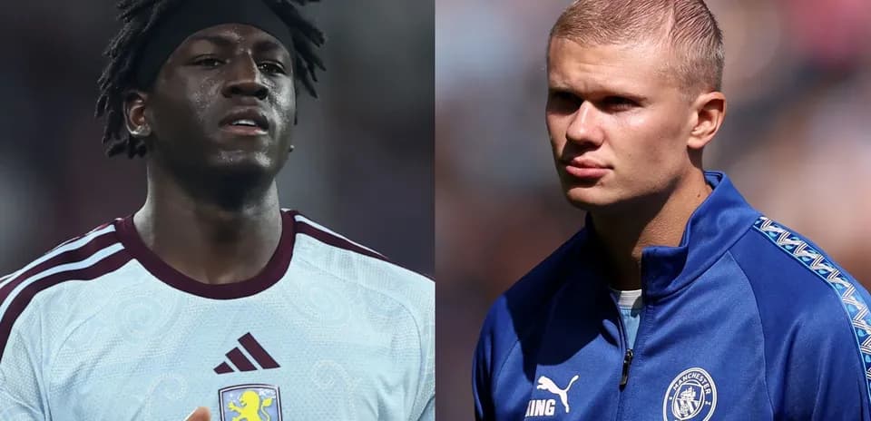 Jugadores de Aston Villa y Manchester City en el campo