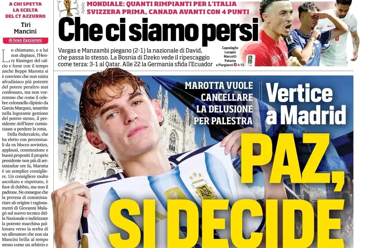 Portada de periódico con jugador argentino en camiseta