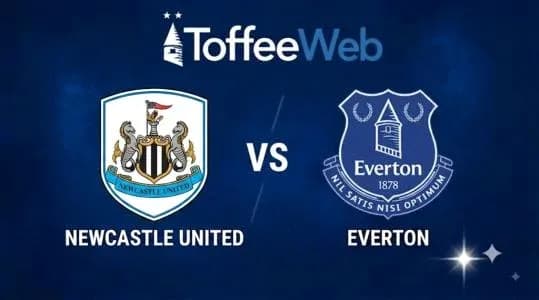 Logos de Newcastle United y Everton enfrentándose
