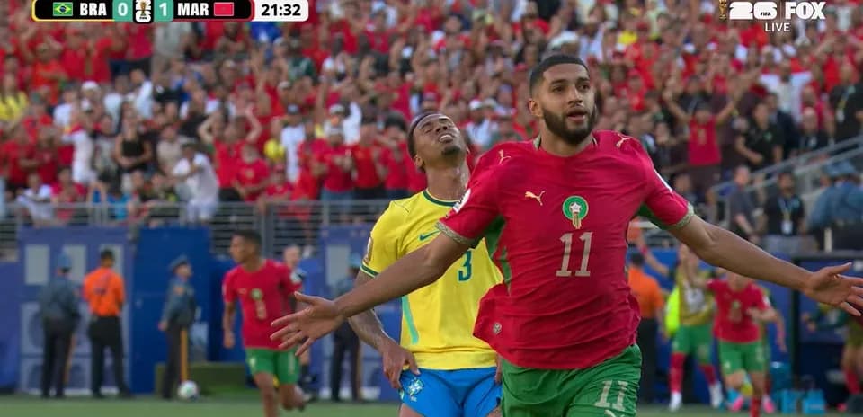 Jugador de Marruecos celebrando un gol