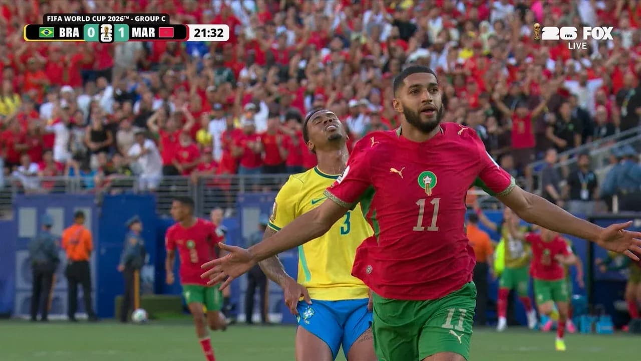 Jugador de Marruecos celebrando un gol