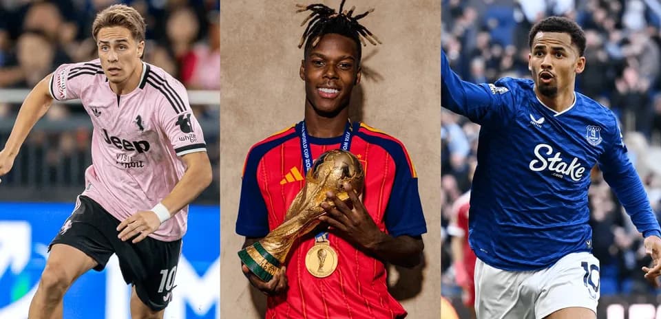 Tres futbolistas en acción y celebrando un trofeo