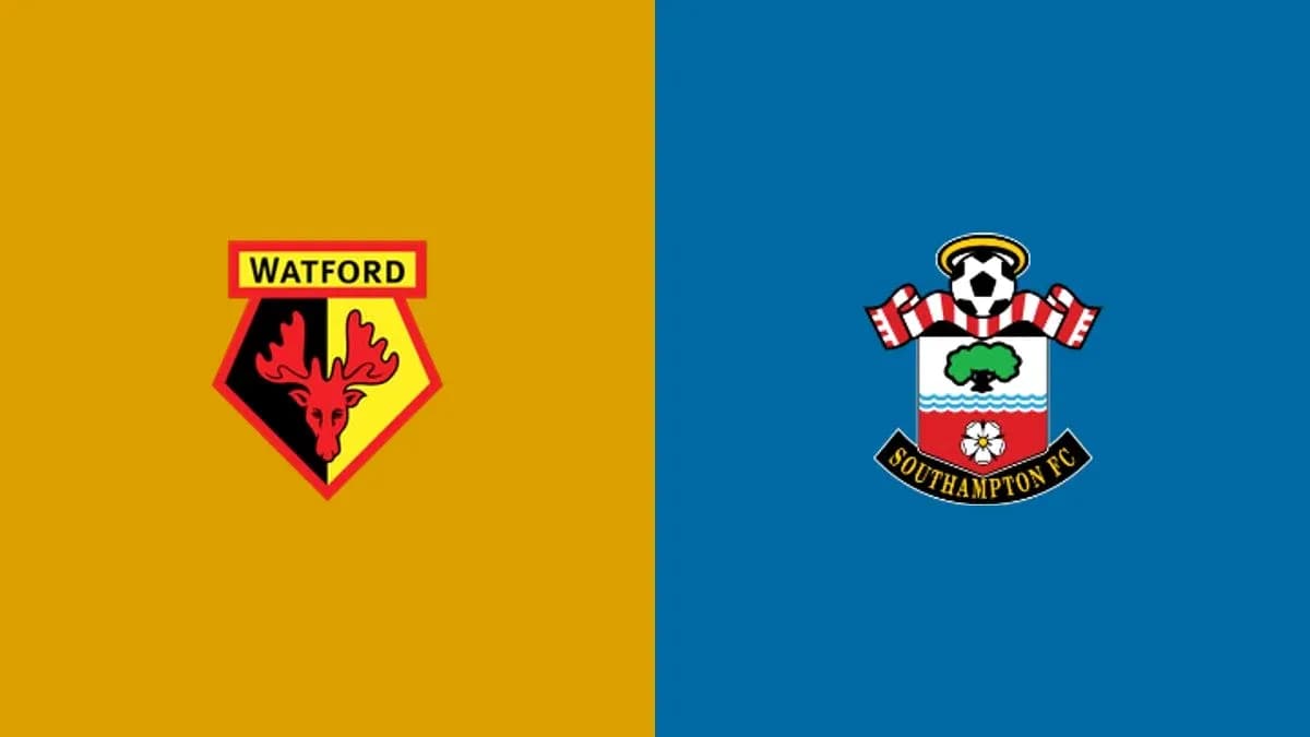 Logos de Watford y Southampton FC en fondo colorido
