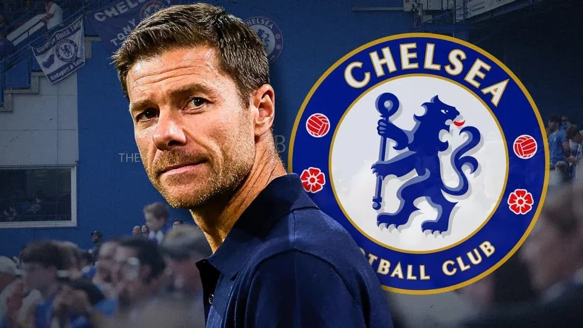 Entrenador de Chelsea con logo del club de fondo
