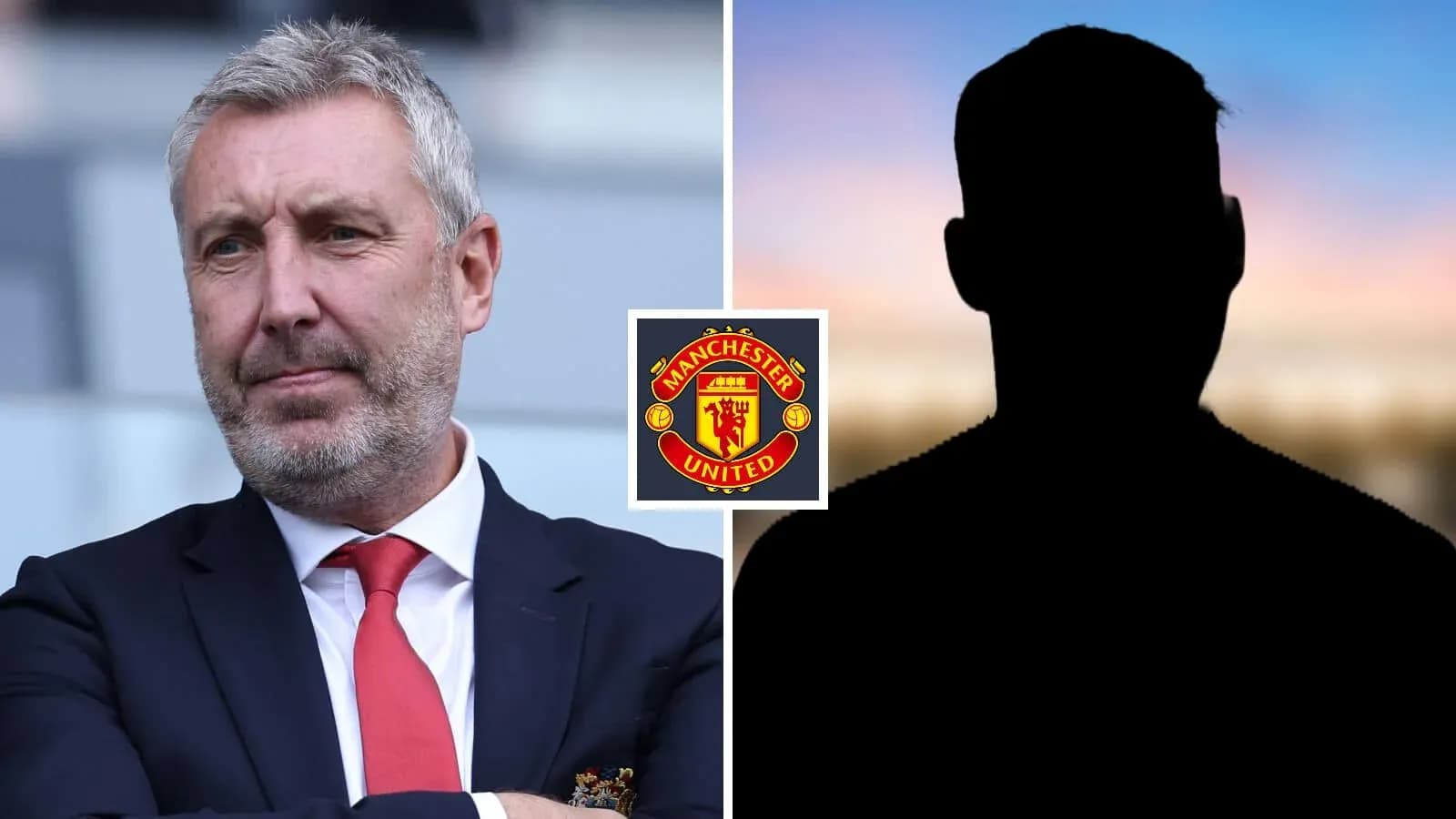 Entrenador de Manchester United con fondo en silueta