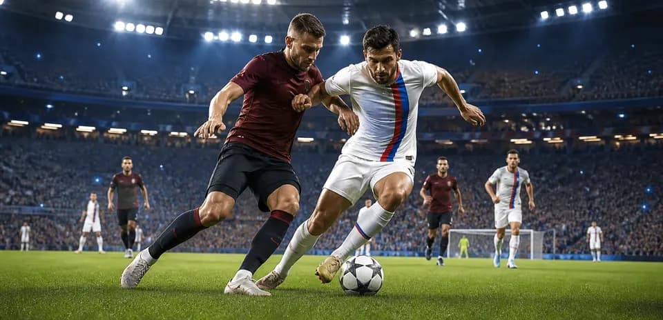 Dos jugadores luchando por el balón en el partido