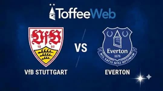 VfB Stuttgart contra Everton en fondo azul