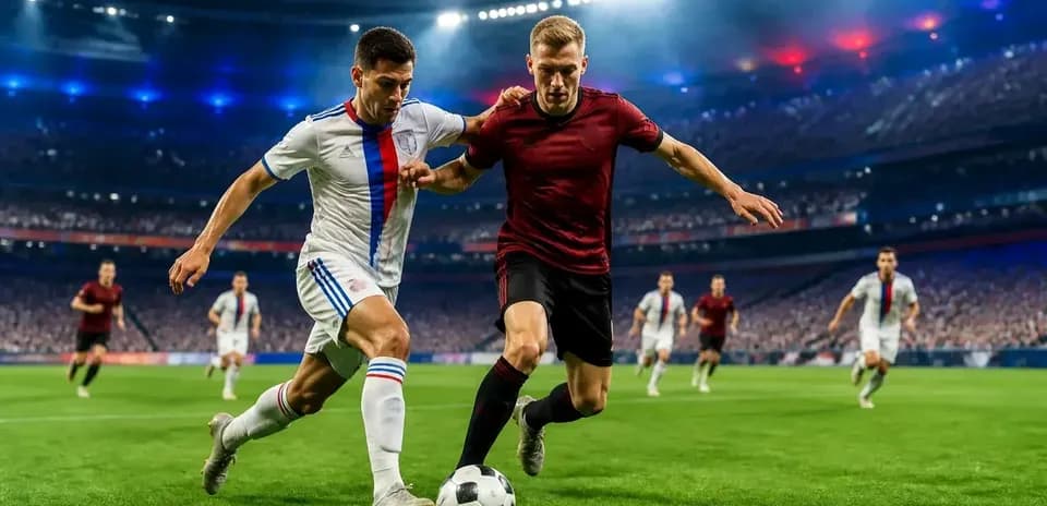 Jugador de Lyon compitiendo por el balón