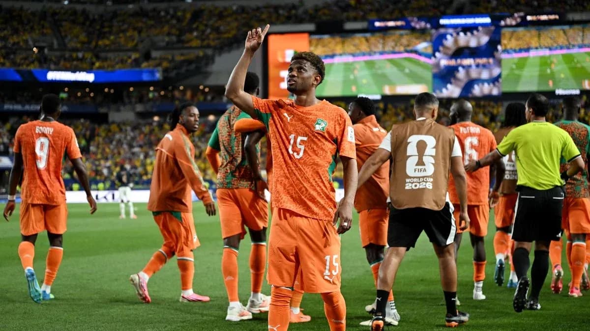 Jugador celebrando durante el partido de la Copa Mundial
