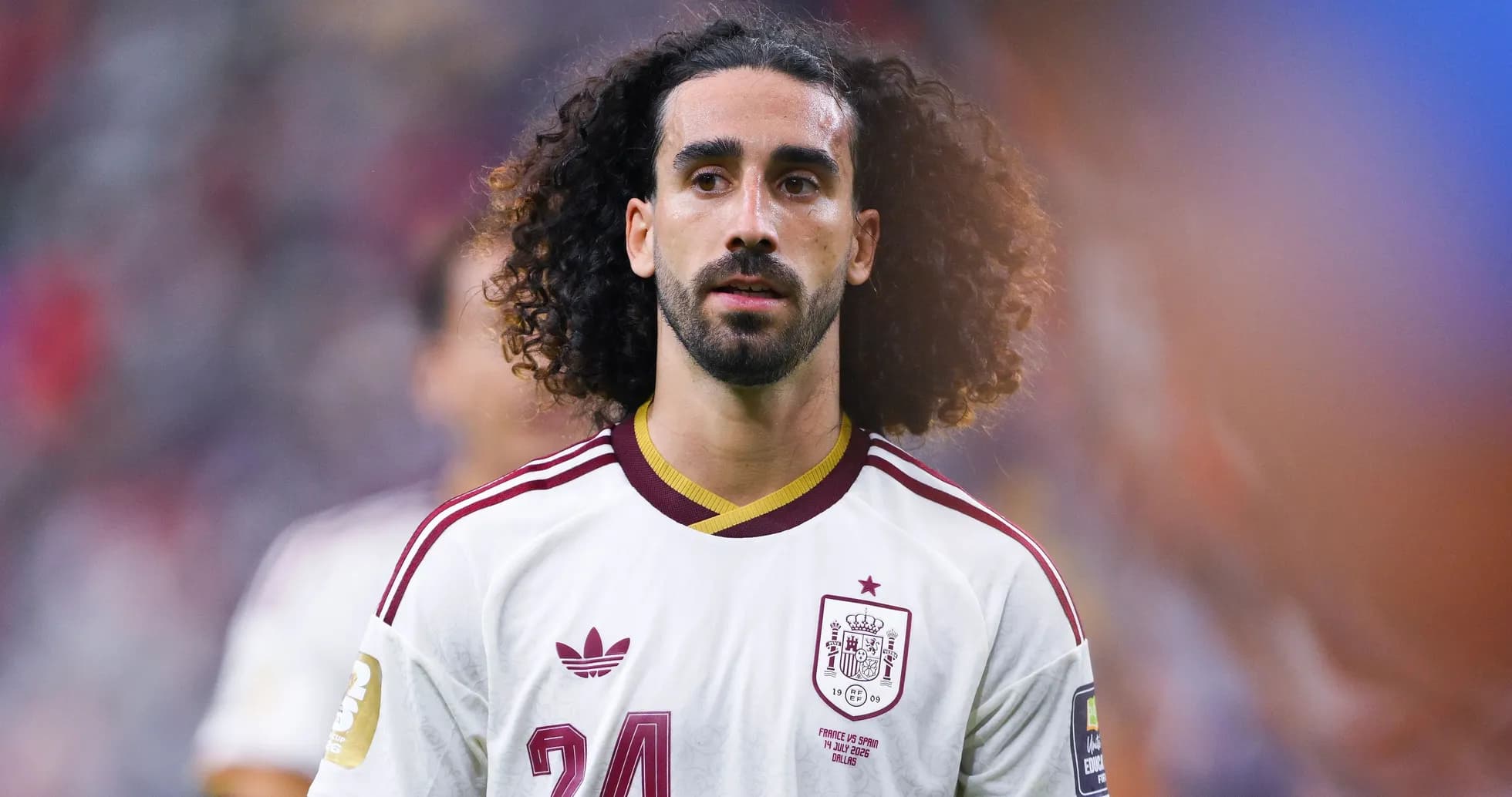 Jugador de España en uniforme durante partido