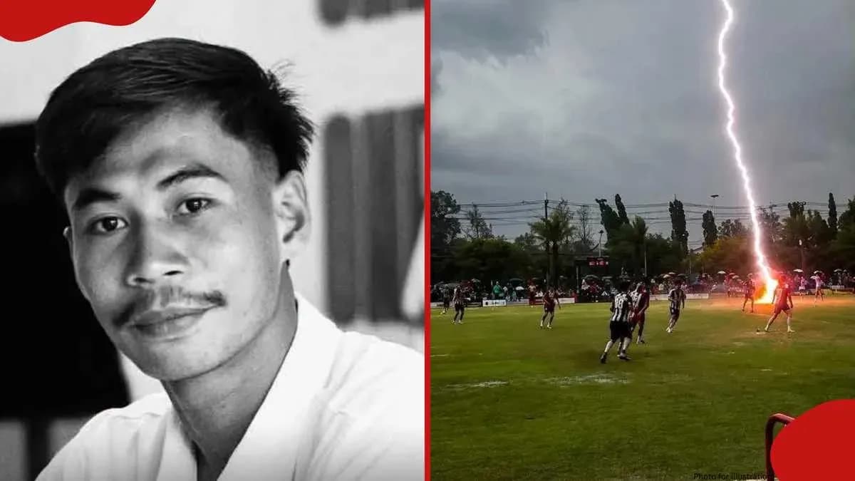Rayo impactando en el campo durante un partido