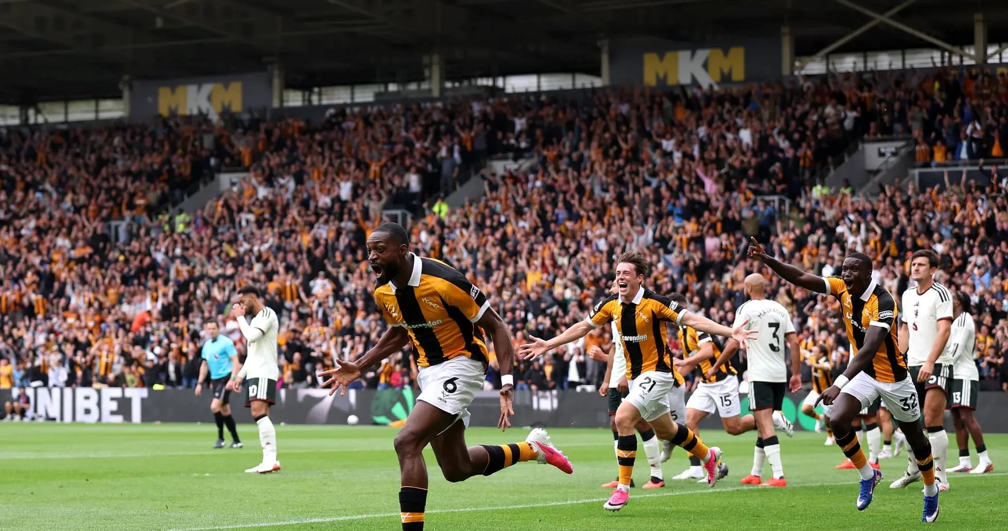 Celebración de un gol del Hull City
