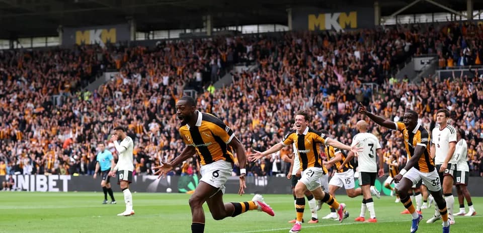 Celebración de un gol del Hull City