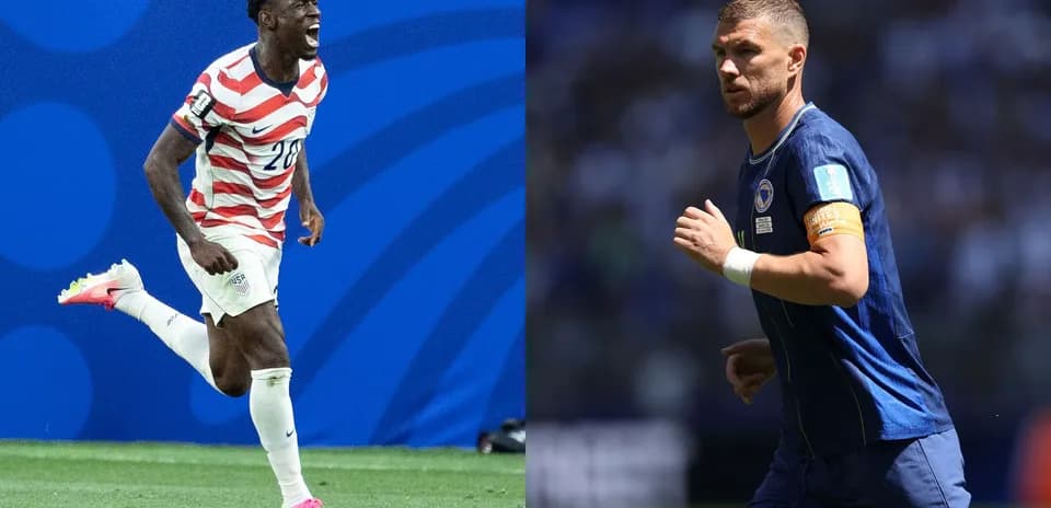 Jugadores de EE. UU. y Bosnia en acción